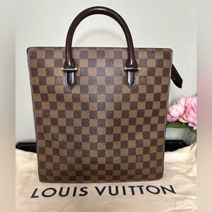 Authentic Louis Vuitton Brown Damier Ebene Vertical Tote PM w/ COA